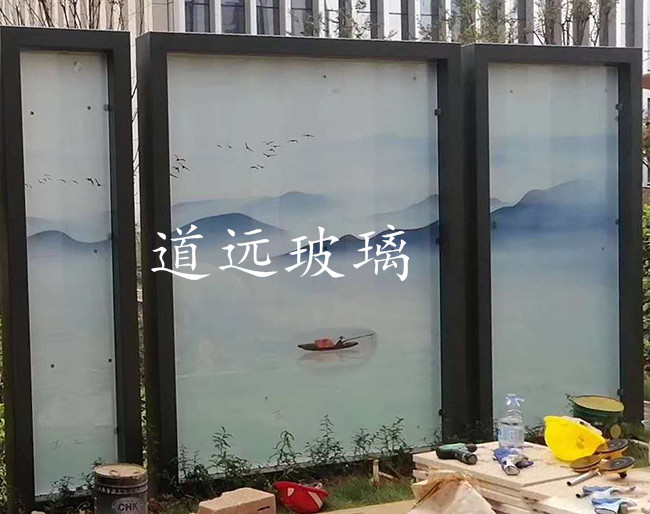 夾絲山水畫玻璃004